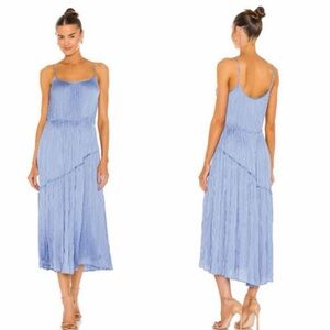 Vince Tiered Asymmetric Blue Dress Small